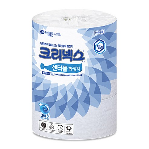 크리넥스 센터풀 스탠다드 화장지 980, 3롤, 1개