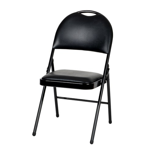 도리퍼니처 쿠션 분체 접이식 의자, 블랙, 1개