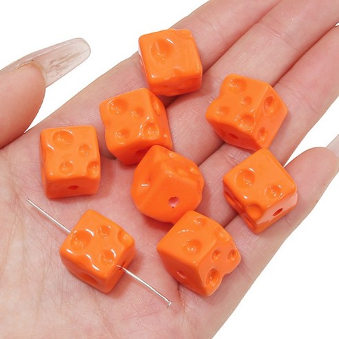 알로데 스퀘어 치즈 글로시 큐브 DIY 비즈 14 x 14 mm 5p, B11 오렌지, 5개