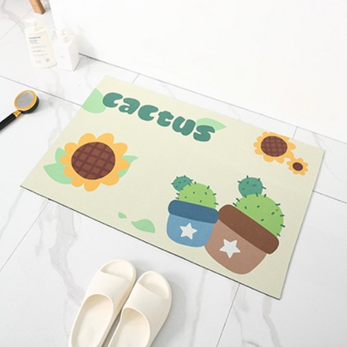 JCP 일러스트 물흡수 욕실 매트 50 x 80 cm, 해바라기, 1개