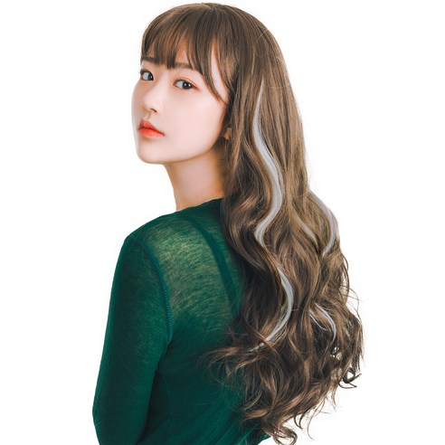 가발위드 단색 웨이브 컬러 포인트 피스 5p + 트윙클 붙임머리 세트, 라이트그레이(컬러피스), 랜덤발송(붙임머리), 1세트