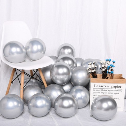 윰스 파티 라운드풍선 30cm, 실버, 50개