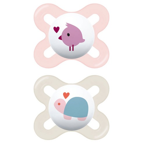 MAMBaby 신생아 스타트 실리콘 쪽쪽이 2종 세트, 1단계(0~2개월), 핑크, 화이트, 1세트