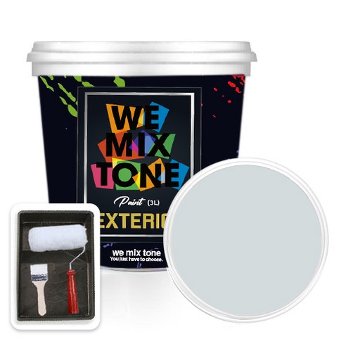 WEMIXTONE 외부용 EXTERIOR 페인트 3L + 붓 + 로울러 + 트레이 세트, WMT0265P01(페인트)