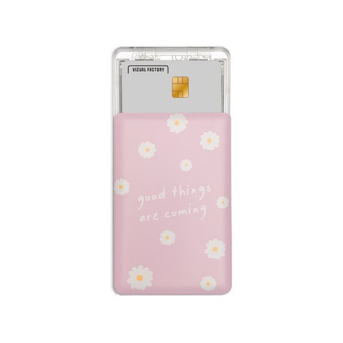 비주얼팩토리 굿띵 부착형 백슬롯 휴대폰 케이스 카드 홀더, 핑크, 1개