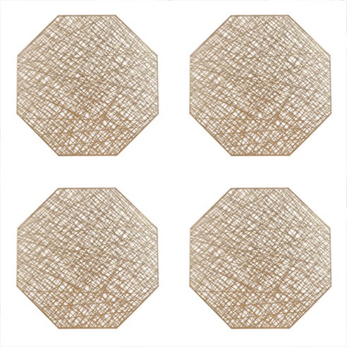 더플로우 불규칙 패턴 메탈 8각형 테이블매트 4p, 골드, 38 x 38 cm