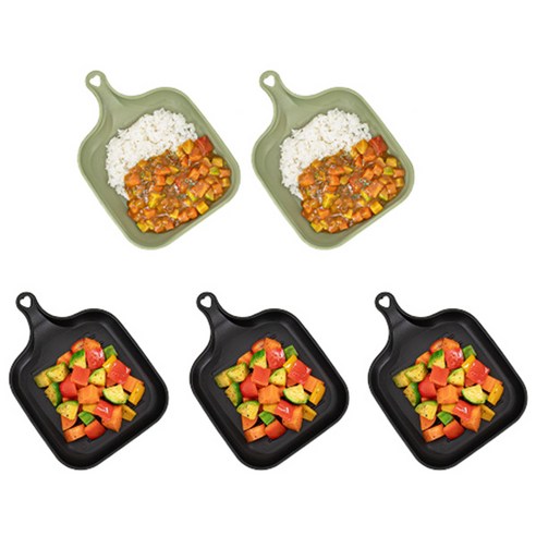 파스텔 아동용 간식접시 5p 세트, 1세트, 블랙 3p + 올리브그린 2p