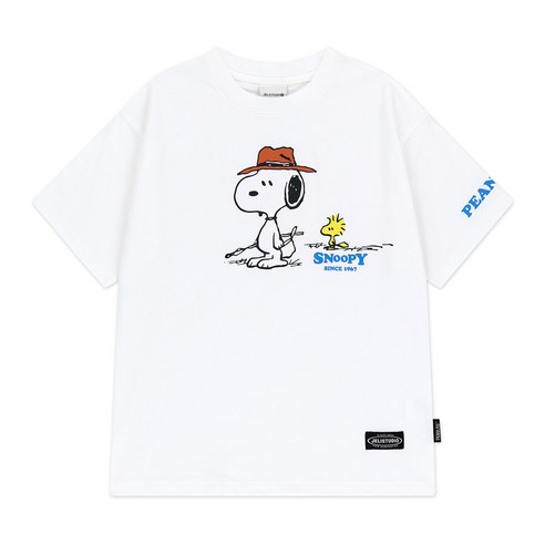 젤리스튜디오 아동용 피너츠 스누피와 우드스탁 피싱반팔 티셔츠
