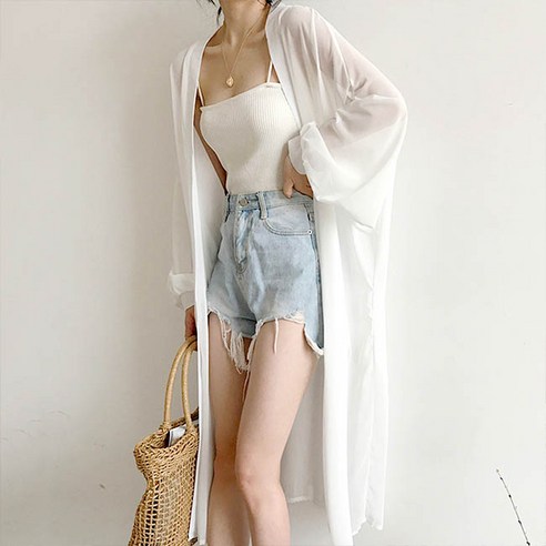 앤드스타일 여성용 시스루로브 롱 가디건 260774