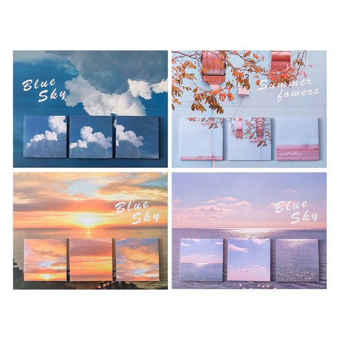 마켓A 풍경 트리플디자인 점착 메모지, 랜덤, 4개