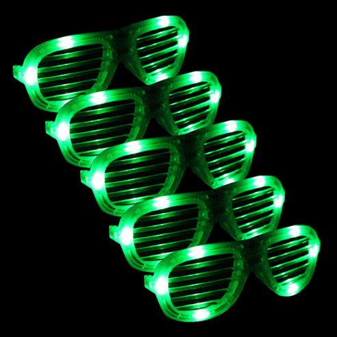 파티해 LED 셔터쉐이드 안경, 그린, 5개