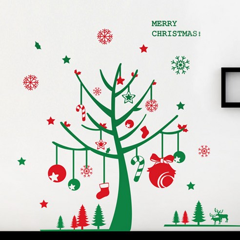 시트나라 크리스마스 그래픽스티커 WDC-938, 초록빨강 크리스마스트리