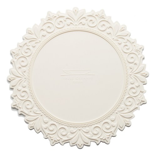 벨류세라믹 아멜리아 플레이트 실리콘 테이블매트, 화이트, 35cm