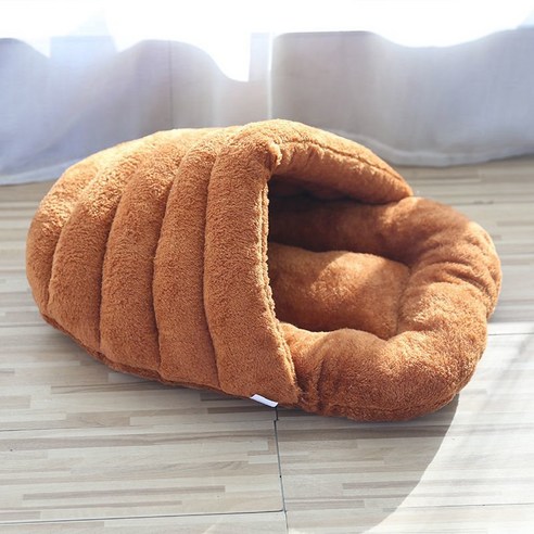 부드러운 반오픈 고양이 숨숨집, 브라운, 1개