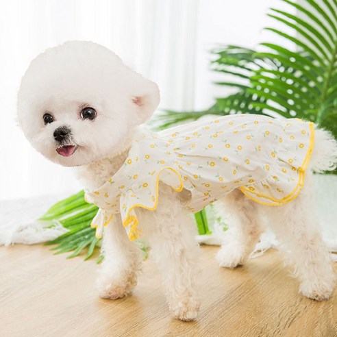 마이바우 하늘하늘 프릴 강아지 원피스, 플라워
