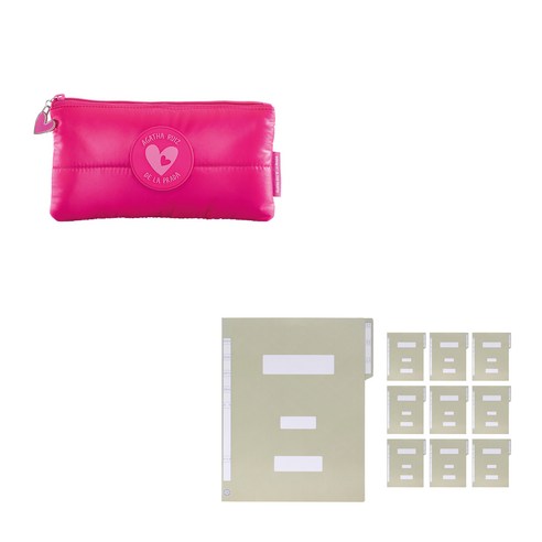미켈리우스 노르딕 파우치 + 청운 종이 정부화일 10p 세트, 핑크(파우치),  회색(화일), 1세트