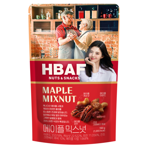 HBAF 넛츠앤스낵스 메이플 믹스넛, 190g, 1개