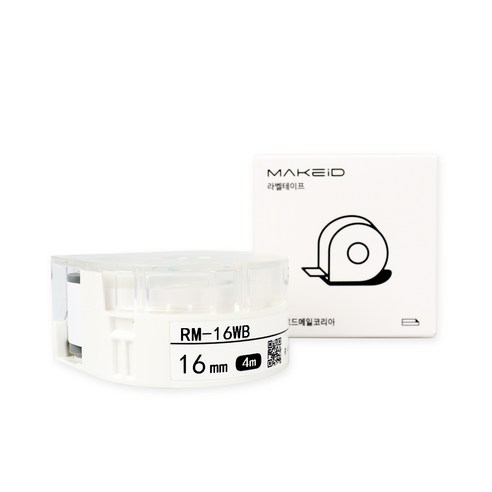 로드메일코리아 MAKEiD 라벨테이프 라벨지 16mm, 흰색바탕 + 파랑글씨(RM-16WB), 4m