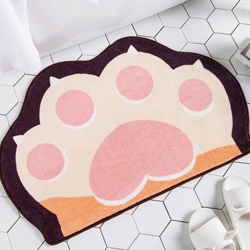 알럽홈 컬러풀 큐트 고양이 발바닥 발매트 TYPE1, 옐로우