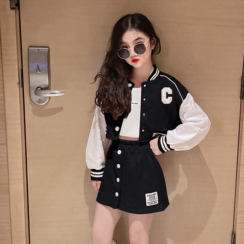 미소파파 여아용 블랙시 재킷 + 스커트 세트