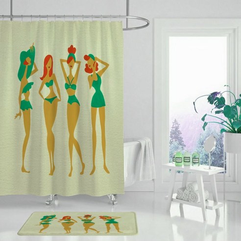 플로즈 드로잉 아트 욕실 샤워 커튼 A02 180 x 180 cm, 1개