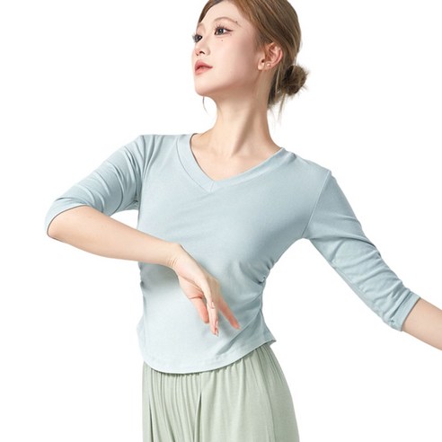 핫데이썸 댄스 스포츠 브이넥 티셔츠 미들, 아쿠아블루
