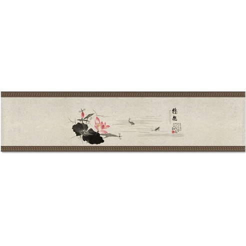 BNP 전통 민화 린넨 방수 테이블러너, 01 스타일 1, 43 x 320 cm