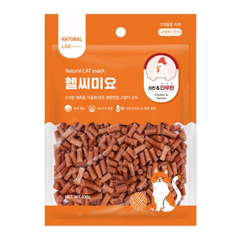 네츄럴랩 고양이 헬씨미요 간식, 혼합맛(치킨/타우린), 100g, 1개