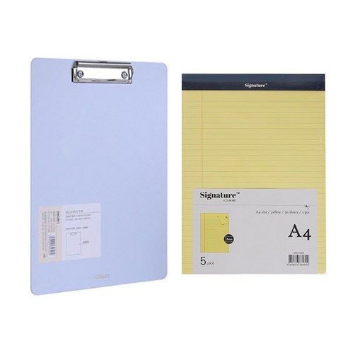 델리 린피니 클립보드 A4 + 시그니처 리갈패드 옐로우 A4 5p, 블루, 1세트