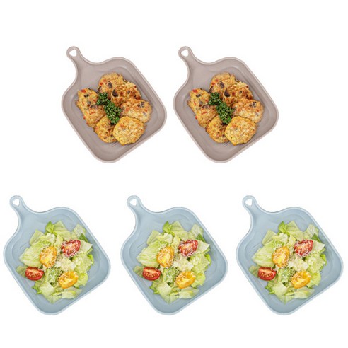 파스텔 아동용 간식접시 5p 세트, 1세트, 스카이블루 3p + 샌드그레이 2p