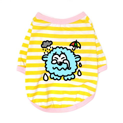 블랭크도그 반려동물 슬픔이티셔츠, YELLOW