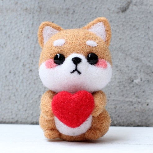 아트조이 DIY 양모펠트 키트, 1세트, 앉은시바(하트)