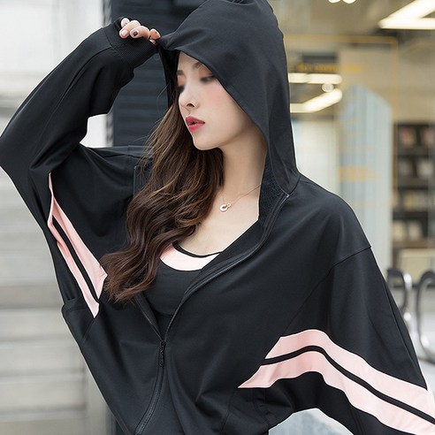 알럽핏 여성용 가오리핏 투라인 후드집업