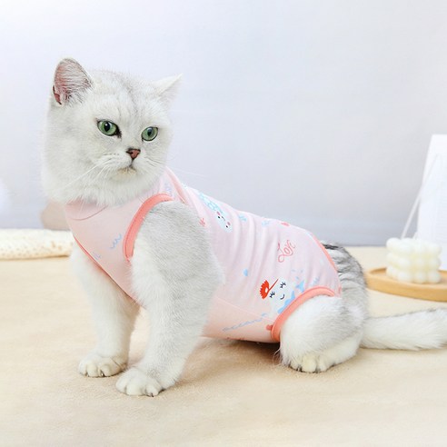 랜보어 반려동물 소프트 패턴 컬러라인 중성화복, 핑크
