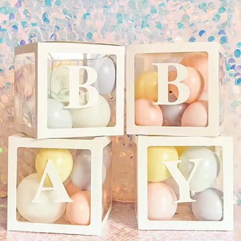 선빛 투명 종이박스 파티용품 BABY, 화이트, 1개