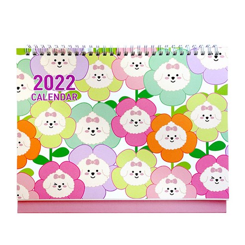 쁘숑앤포숑 2022 데스크 캘린더, 플라워, 1개