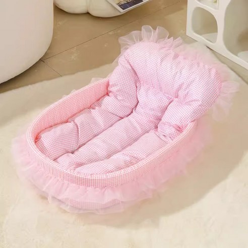 순잠 마카롱 사계절 애완동물 침대, 핑크, 1개