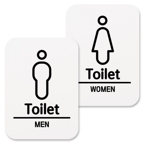 화장실 안내표지판 E 027 화이트, Toilet MAN, Toilet WOMEN, 2개