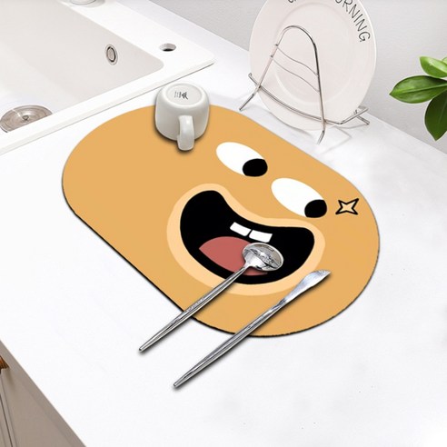 언헤브 발랄 표정 단색 식기 건조 매트 1단, D 스타일4