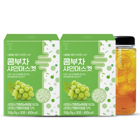 참앤들황토농원 데이앤 콤부차 샤인머스켓 5g x 60p + 전용보틀 세트, 150g, 1세트