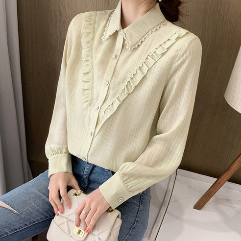 단미스타일 쉬폰 여름 블라우스 셔츠 (3Color) 쉬폰블라우스 22 루나걸 러빙 프릴 블라우스