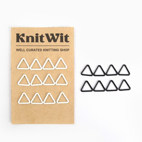 KnitWit 컬러 코수 단수링 뜨개질도구 삼각, 화이트 + 블랙, 20개
