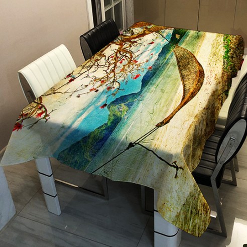 알럽홈 유럽 풍경 프린팅 스퀘어 홈 식탁보, TYPE2, 100 x 140 cm