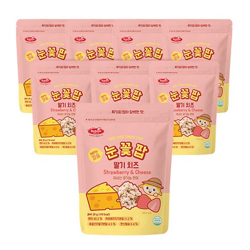 베베스트 국내산 현미 칼슘 눈꽃팝 20g, 딸기 + 치즈 혼합맛, 8개