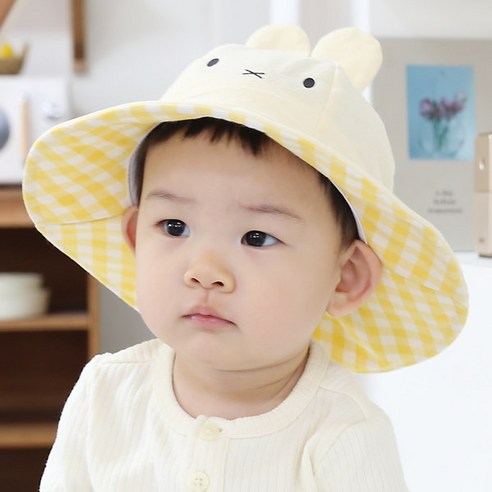 무슈 아동용 코비 체크 썬햇 벙거지