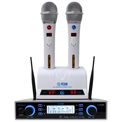 예음 프리미엄 노래방 무선 마이크 화이트 Y-959WD