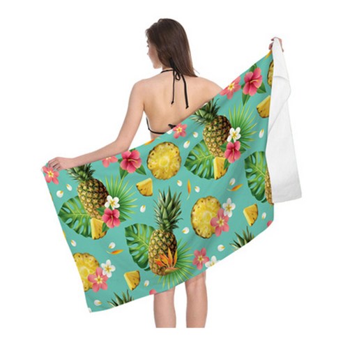 워터멜론 파인애플 일러스트 프린팅 비치타월 80 x 160 cm, 12, 1개