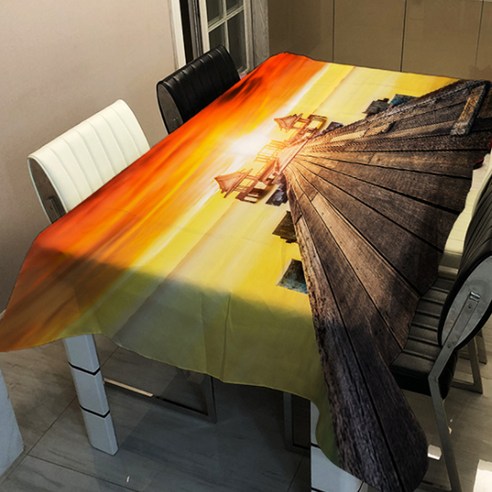 알럽홈 랜드 스케이프 프린팅 스퀘어 홈 테이블 커버, TYPE6, 140 x 160 cm