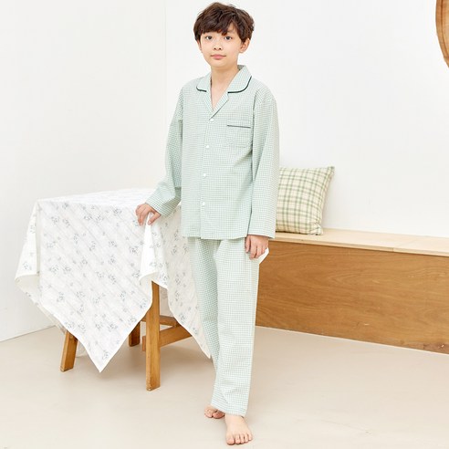 핑코코 아동용 스몰 메론 체크 파자마 상하의 세트