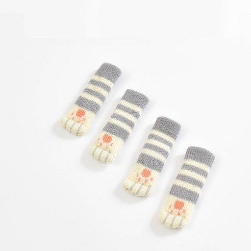고민고밍 양이 발바닥 소음방지 커버 4p, 그레이 + 스트라이프, 4개